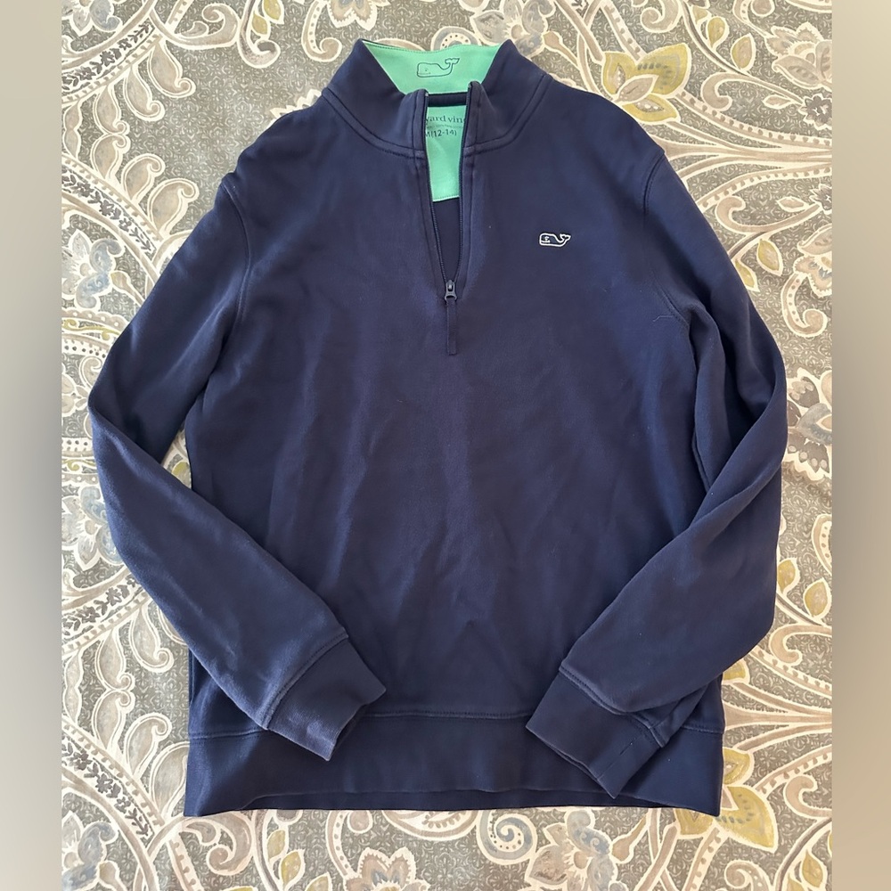 Vineyard Vines Green and Navy Boys 1/4 Zip